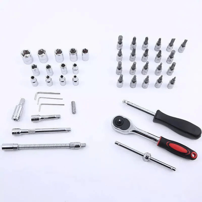 Set de Llaves Carraca con Dados y Puntas, 46 Piezas Completo con Estuche