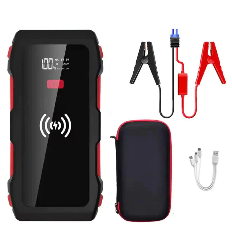 Auxiliador de Arranque Portátil 12000mAh con Power Bank y Carga por Inducción