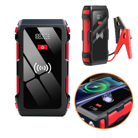 Auxiliador de Arranque Portátil 12000mAh con Power Bank y Carga por Inducción