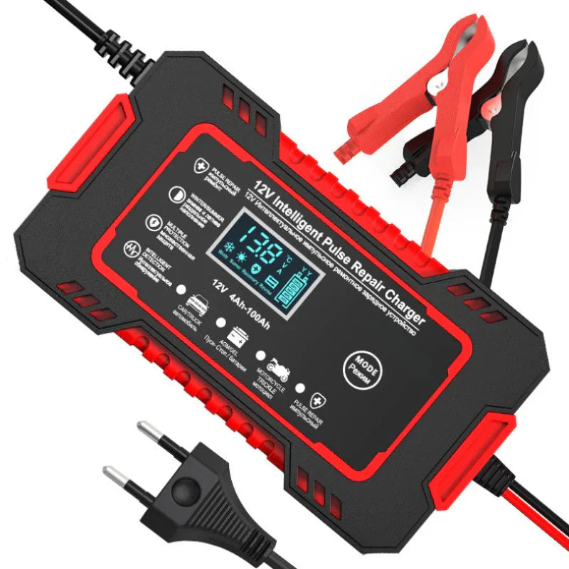 Cargador Inteligente de Baterías Automotrices 12V con Display Digital LCD