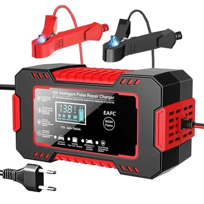 Cargador Inteligente de Baterías Automotrices 12V con Display Digital LCD