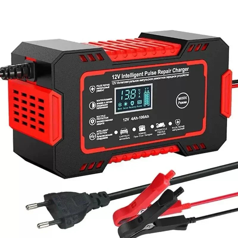 Cargador Inteligente de Baterías Automotrices 12V con Display Digital LCD
