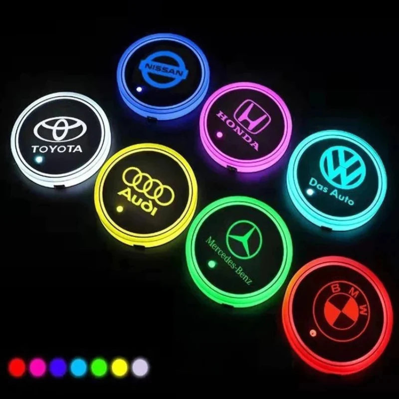 Portavasos LED Automotriz 7 Colores con Carga – Iluminación Interior Tork Forge