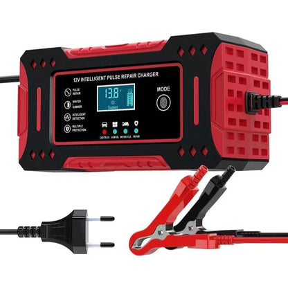 Cargador Inteligente de Baterías Automotrices 12V con Display Digital LCD