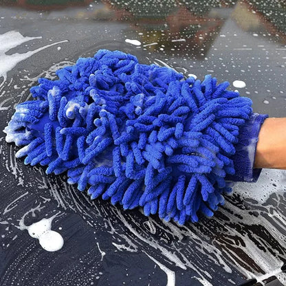 Kit de 3 Guantes de Microfibra de Alta Absorción para Lavado Automotor Antirrayas