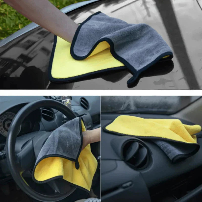 Kit de 3 Paños de Microfibra Reversibles 30x40cm 400 GSM para Secado Automotor