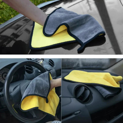 Kit de 3 Paños de Microfibra Reversibles 30x40cm 400 GSM para Secado Automotor