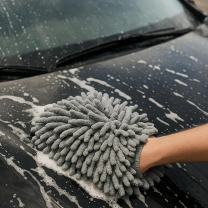 Kit de 3 Guantes de Microfibra de Alta Absorción para Lavado Automotor Antirrayas