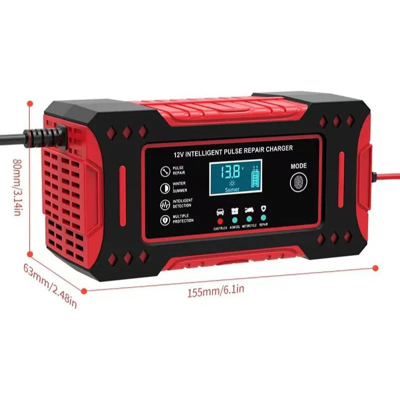 Cargador Inteligente de Baterías Automotrices 12V con Display Digital LCD