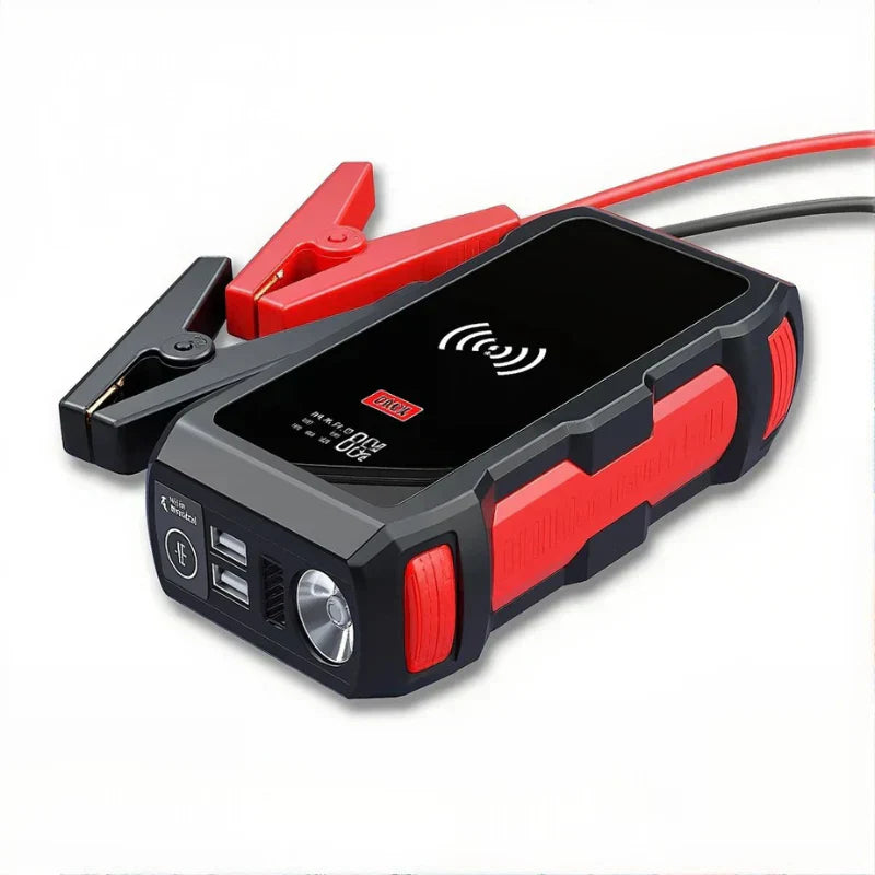 Auxiliador de Arranque Portátil 12000mAh con Power Bank y Carga por Inducción