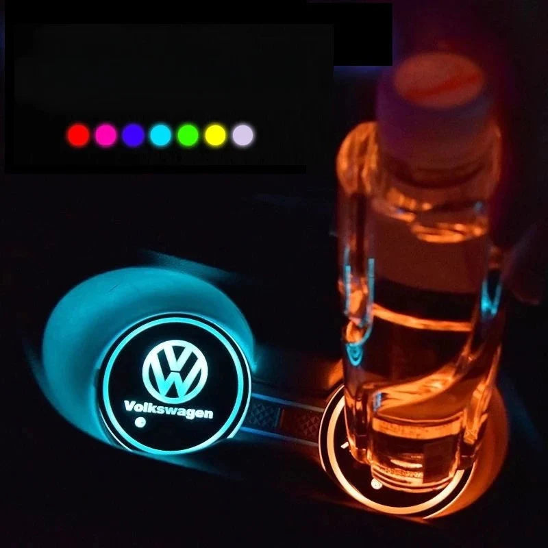 Portavasos LED Automotriz 7 Colores con Carga – Iluminación Interior Tork Forge