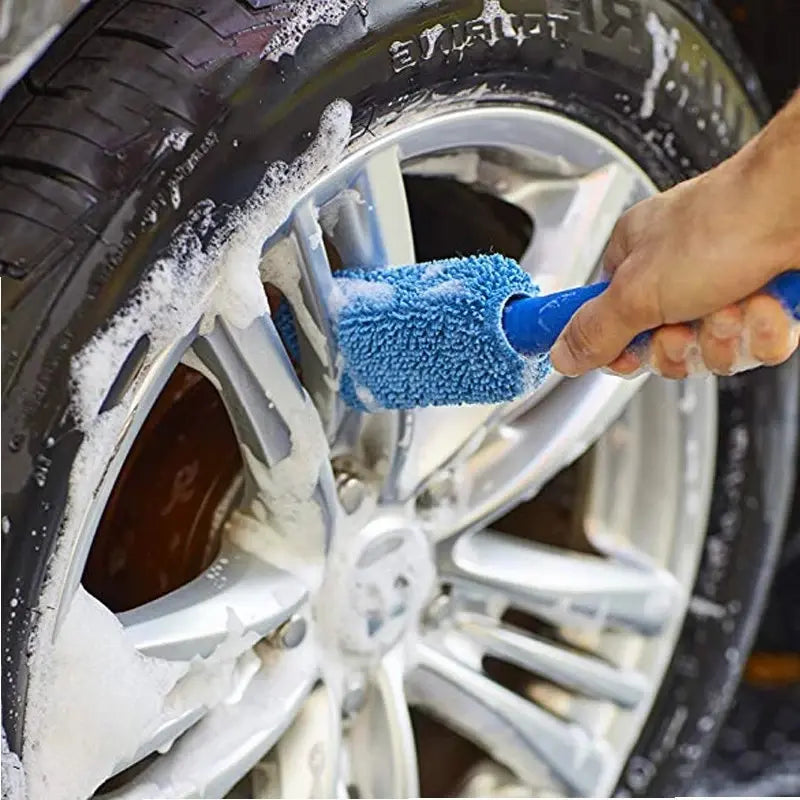 Cepillo Automotor de Microfibra para Limpieza Detallada de Llantas y Aros