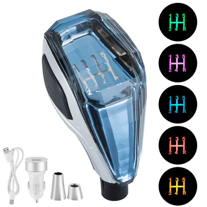 Pomo de cambios LED crystal iluminado 7 colores universal manual y automático — Tork-Forge