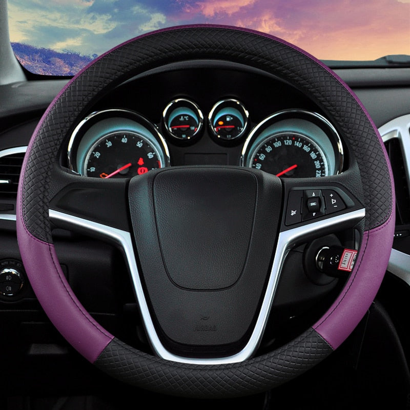 Funda Bicolor para Volante en Cuero PU Antideslizante